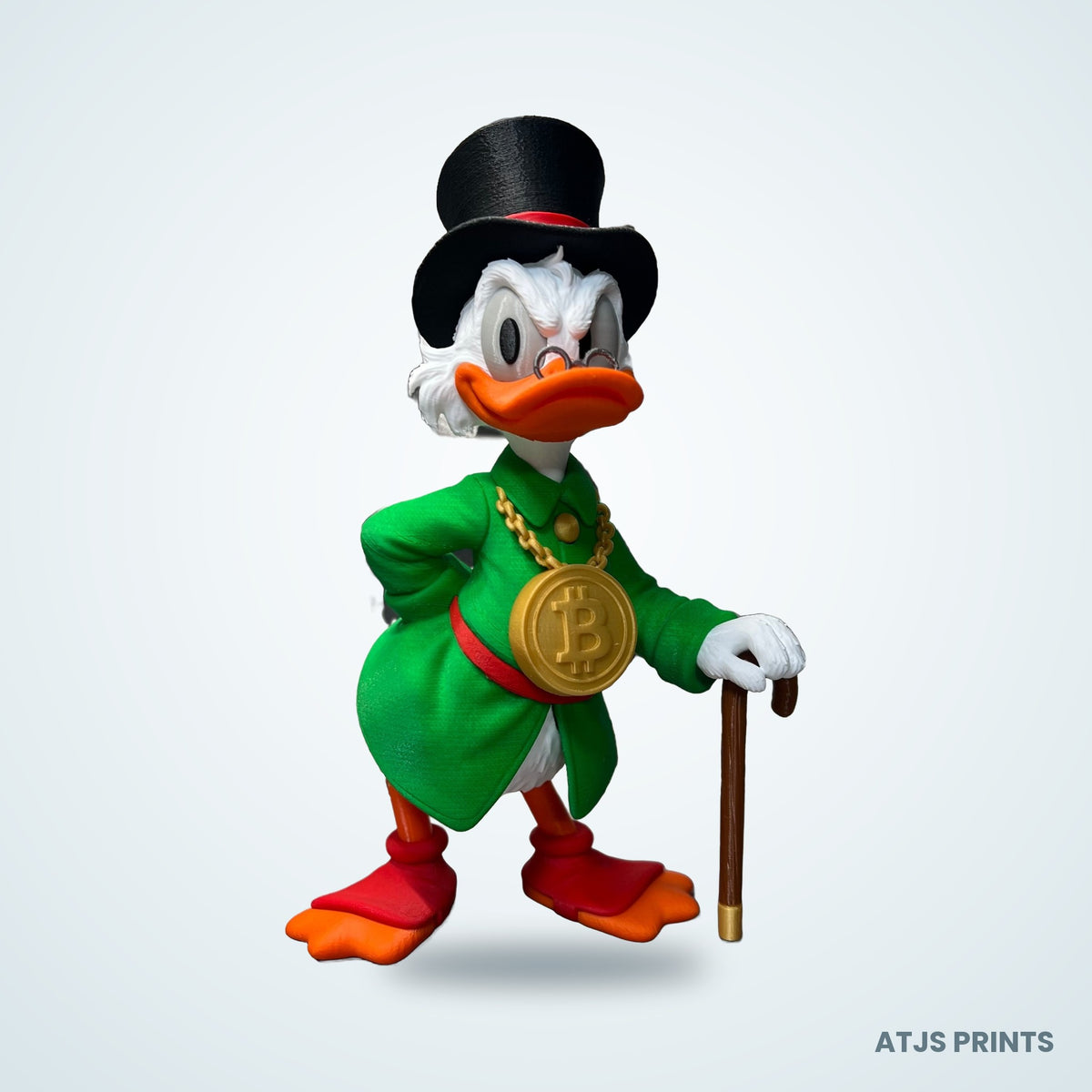 Scrooge McDuck with Bitcoin Caricature 3D Printed Figure - 11" - view 2