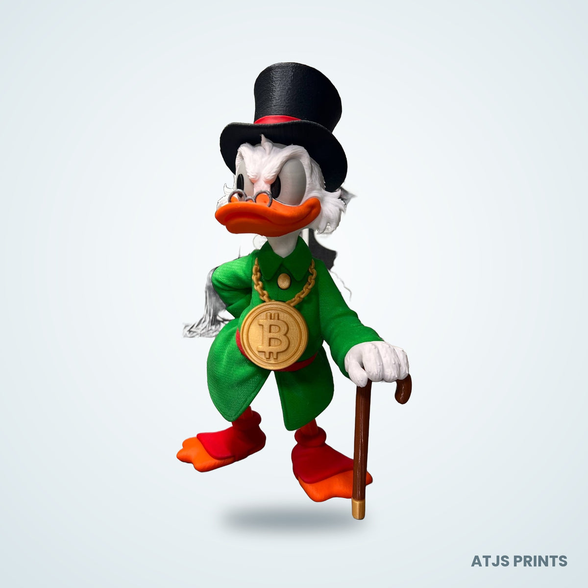 Scrooge McDuck with Bitcoin Caricature 3D Printed Figure - 11" - view 3