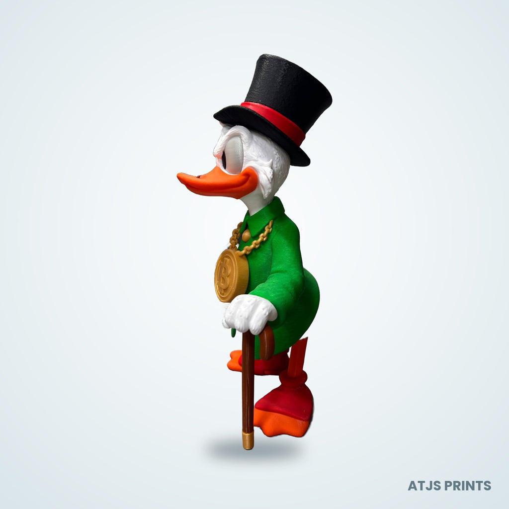 Scrooge McDuck with Bitcoin Caricature 3D Printed Figure - 11" - view 6